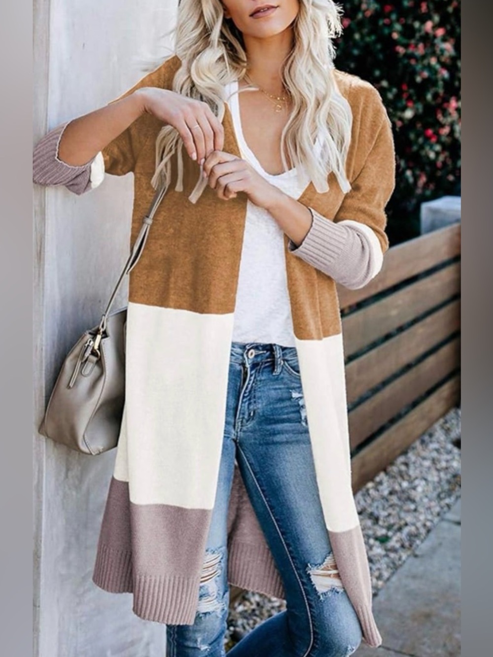 Cardydony Colorblock Open Front Cardigan
